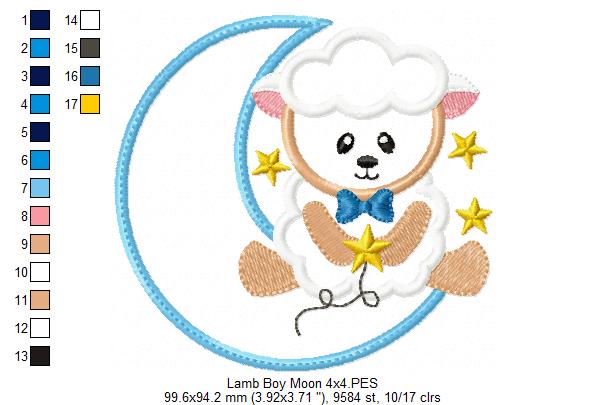 Sheep Boy and Girl on the Moon - Applique - Set of 2 designs