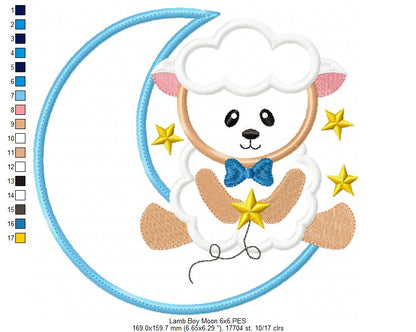 Sheep Boy and Girl on the Moon - Applique - Set of 2 designs