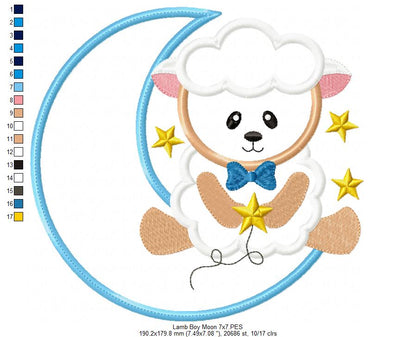 Sheep Boy and Girl on the Moon - Applique - Set of 2 designs