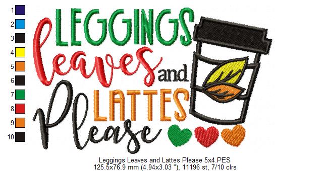 Leggings Leaves and Lattes Please - Applique