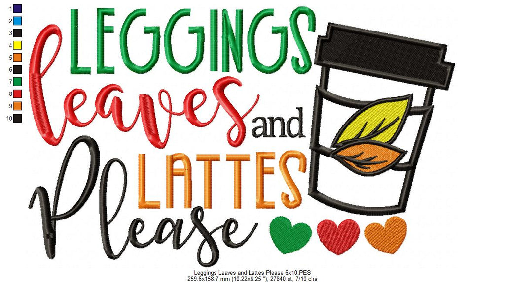 Leggings Leaves and Lattes Please - Applique