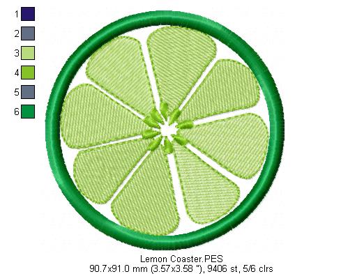 Lemon Coaster- ITH Project - Machine Embroidery Design