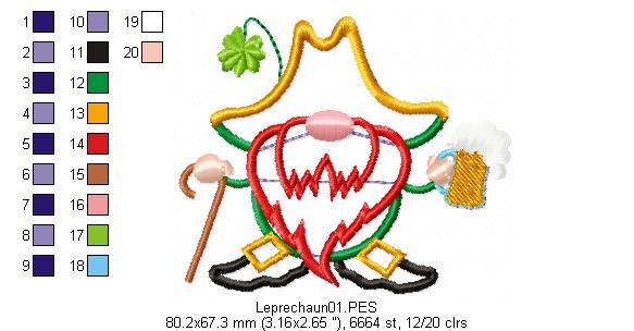 Leprechaun  - Applique - Machine Embroidery Design