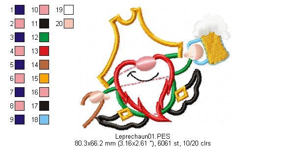Leprechaun  - Applique - Machine Embroidery Design