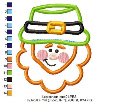 Cute Leprechaun - Applique - Machine Embroidery Design