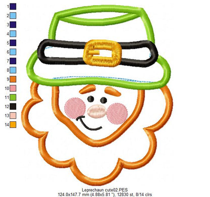 Cute Leprechaun - Applique - Machine Embroidery Design