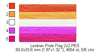 Lesbian Pride Flag - Fill Stitch