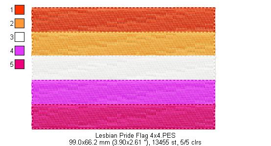 Lesbian Pride Flag - Fill Stitch