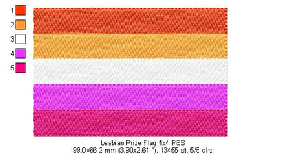 Lesbian Pride Flag - Fill Stitch