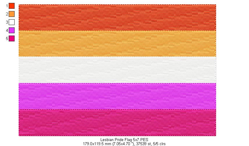 Lesbian Pride Flag - Fill Stitch