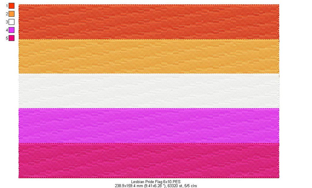 Lesbian Pride Flag - Fill Stitch