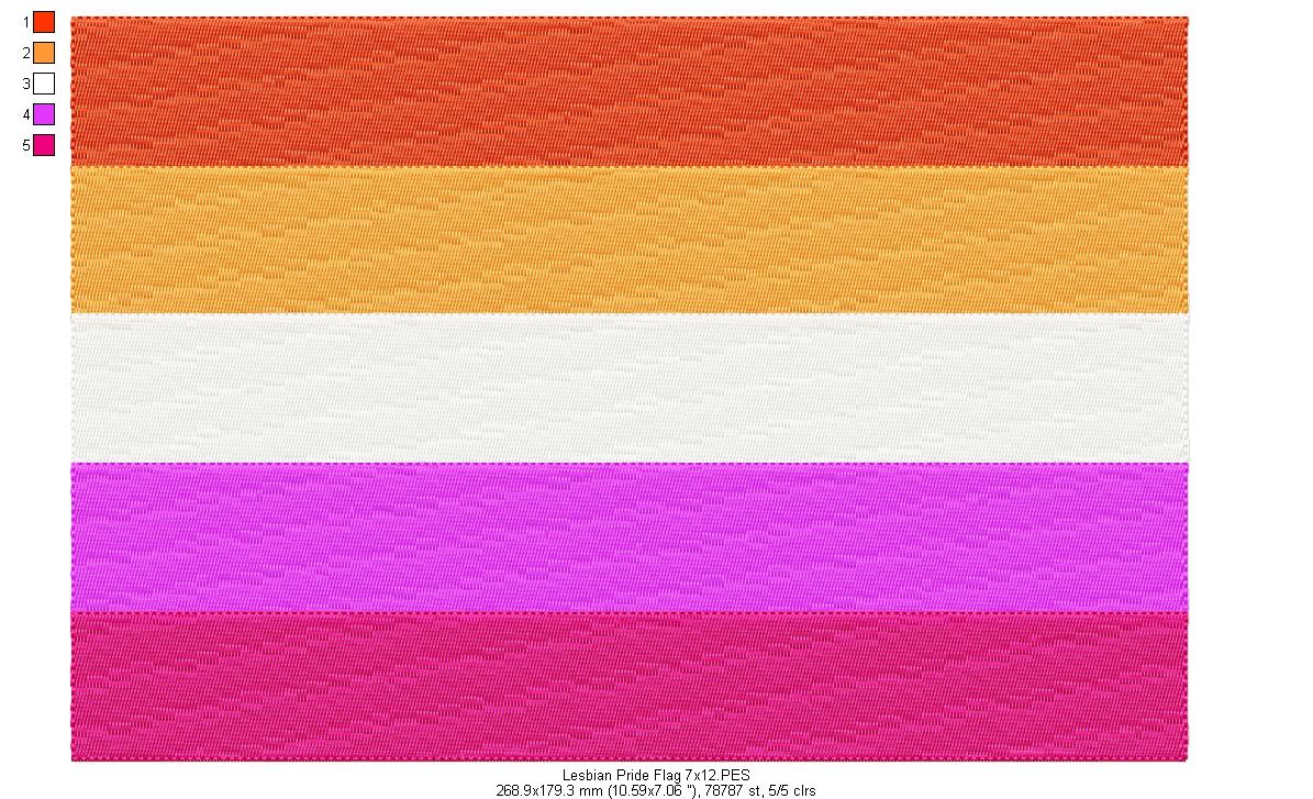 Lesbian Pride Flag - Fill Stitch