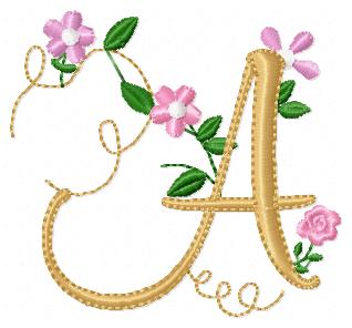 Delicate Floral Alphabet - Fill Stitch