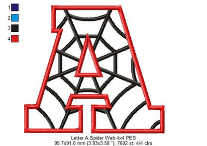 Monogram A Spider Web Letter A - Applique