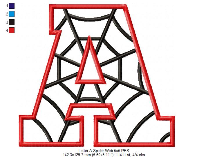 Monogram A Spider Web Letter A - Applique