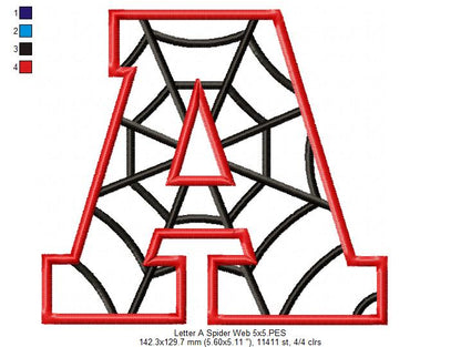 Monogram A Spider Web Letter A - Applique