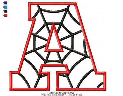 Monogram A Spider Web Letter A - Applique