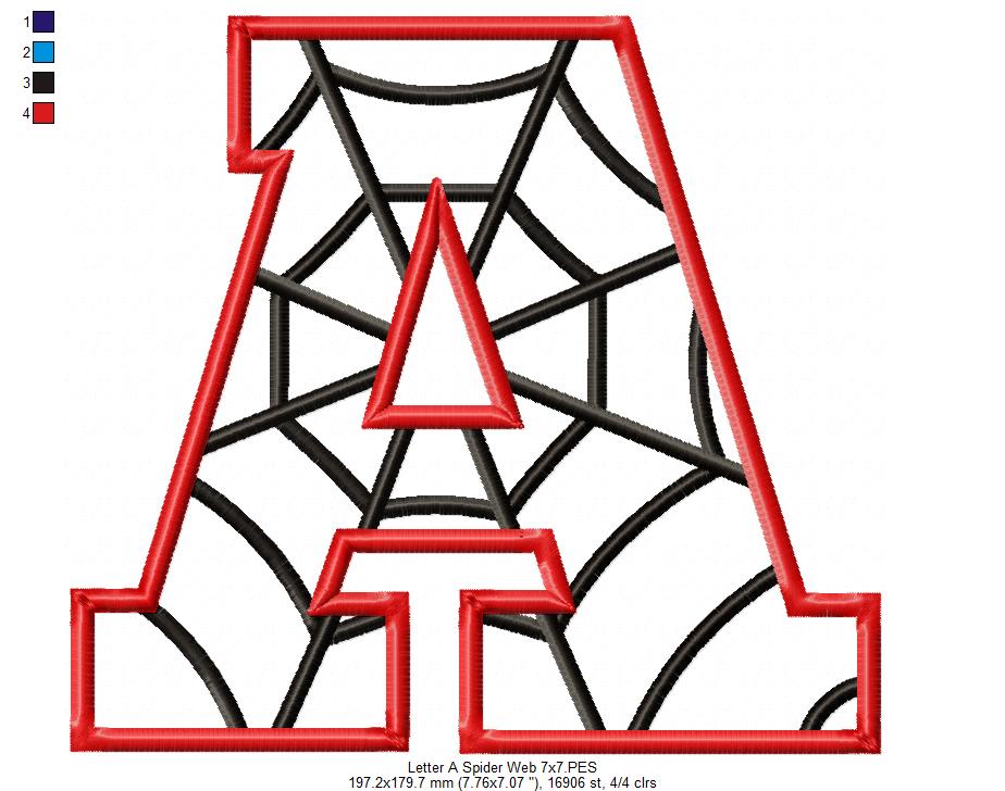 Monogram A Spider Web Letter A - Applique