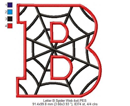 Monogram B Spider Web Letter B - Applique