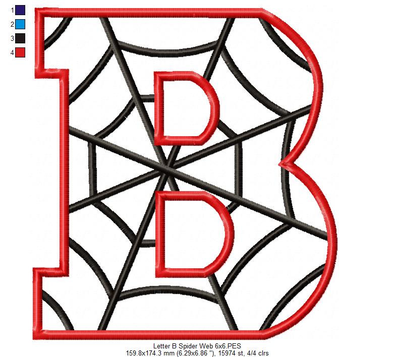 Monogram B Spider Web Letter B - Applique