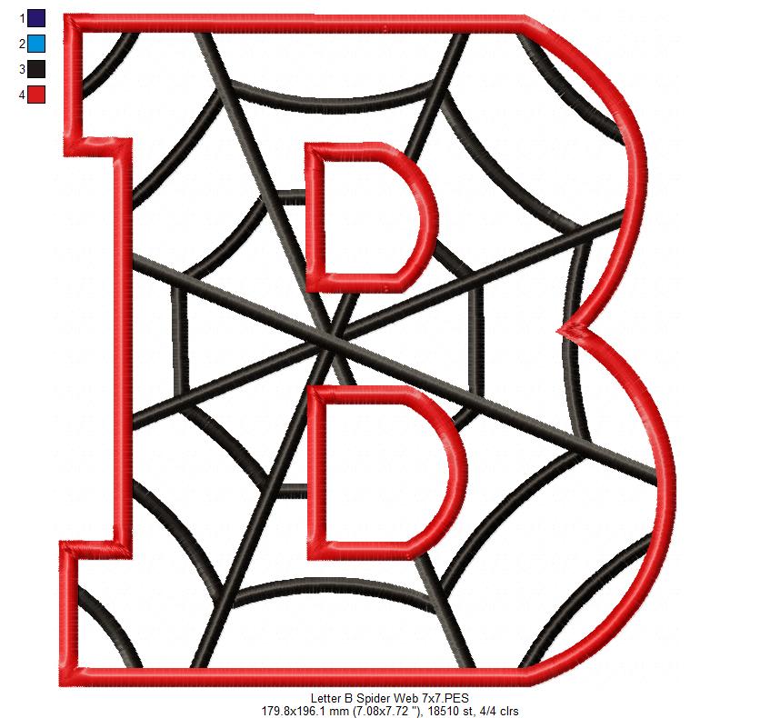 Monogram B Spider Web Letter B - Applique