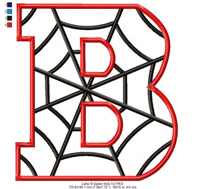 Monogram B Spider Web Letter B - Applique