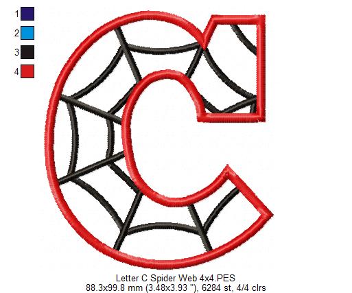 Monogram C Spider Web Letter C - Applique