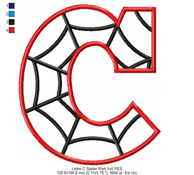 Monogram C Spider Web Letter C - Applique