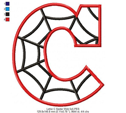 Monogram C Spider Web Letter C - Applique