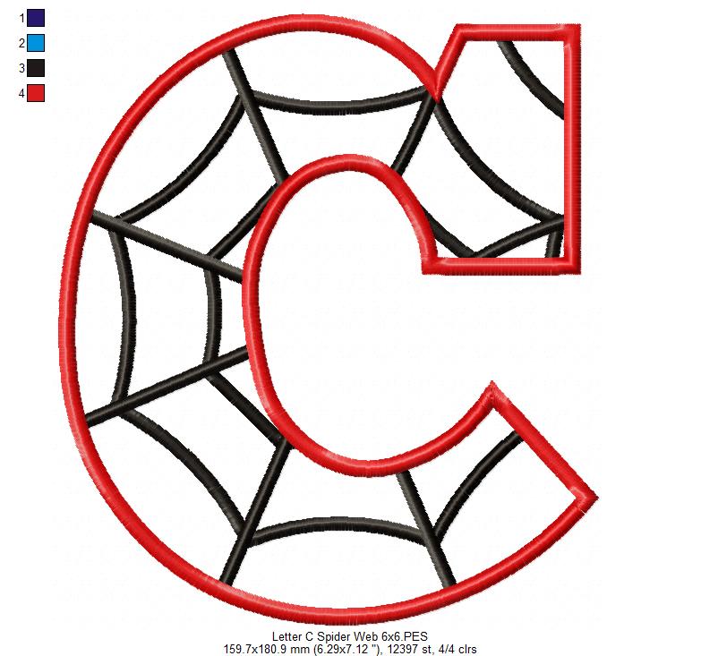 Monogram C Spider Web Letter C - Applique