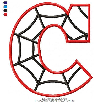 Monogram C Spider Web Letter C - Applique