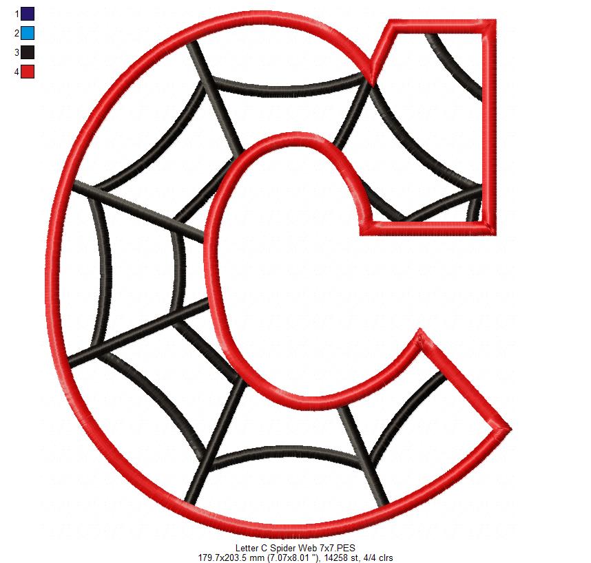 Monogram C Spider Web Letter C - Applique