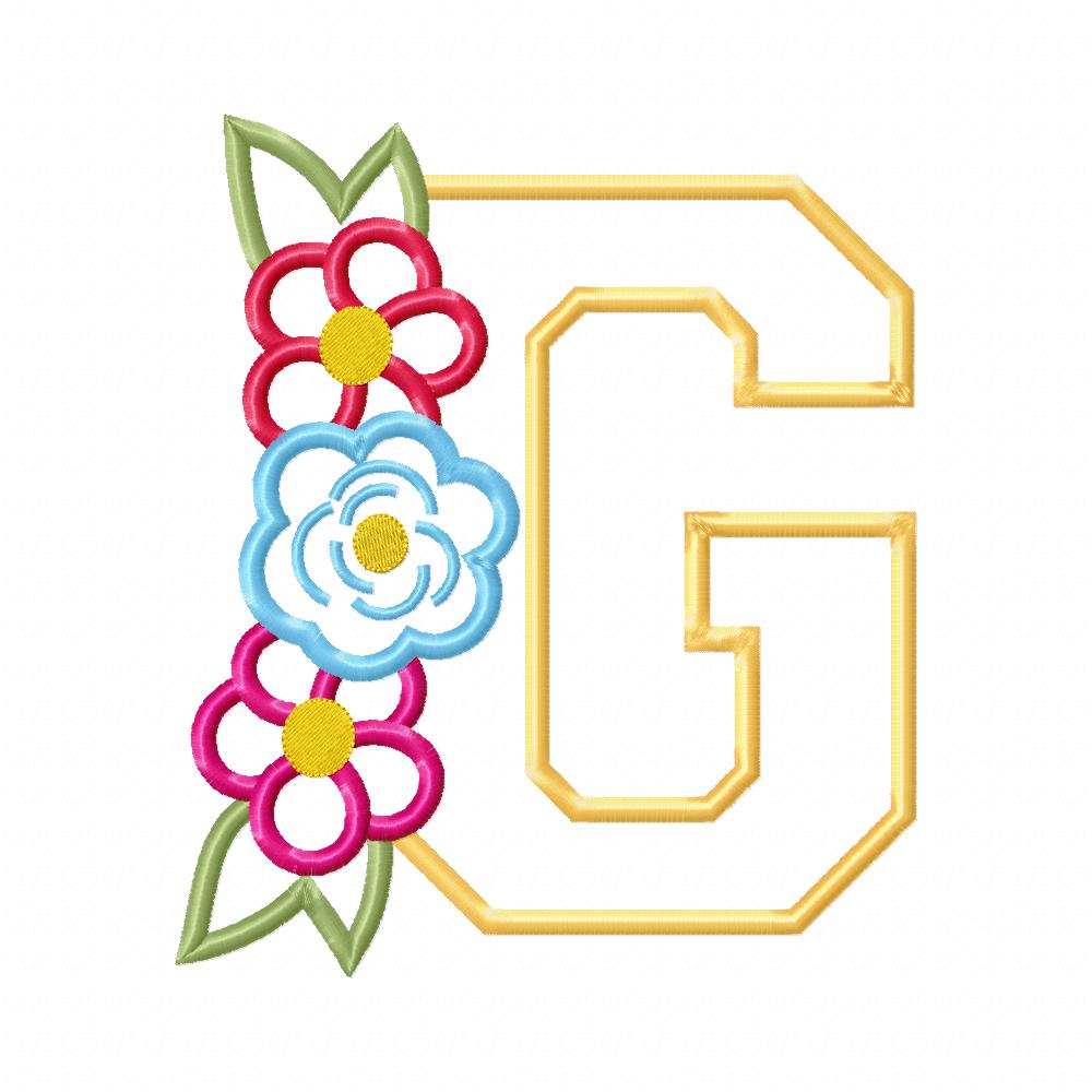 Monogram G and Flowers - Applique