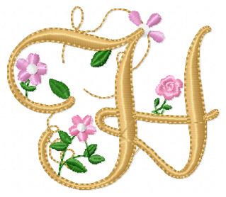 Delicate Floral Alphabet - Fill Stitch