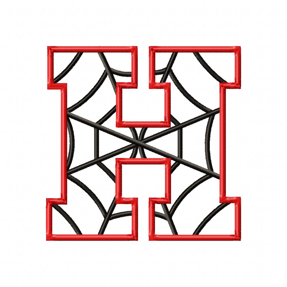 Monogram H Spider Web Letter H - Applique