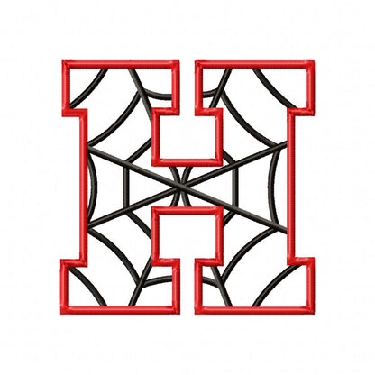 Monogram H Spider Web Letter H - Applique