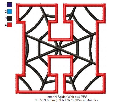 Monogram H Spider Web Letter H - Applique