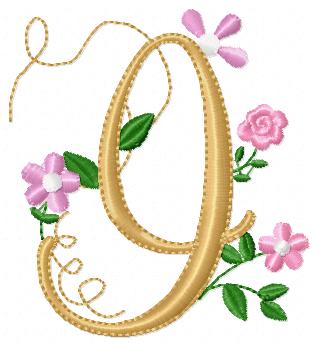 Delicate Floral Alphabet - Fill Stitch