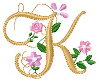 Delicate Floral Alphabet - Fill Stitch