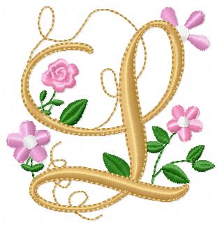 Delicate Floral Alphabet - Fill Stitch