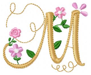 Delicate Floral Alphabet - Fill Stitch