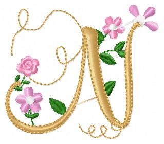 Delicate Floral Alphabet - Fill Stitch