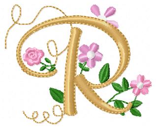 Delicate Floral Alphabet - Fill Stitch