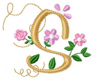 Delicate Floral Alphabet - Fill Stitch
