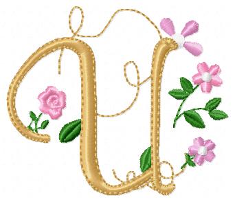 Delicate Floral Alphabet - Fill Stitch