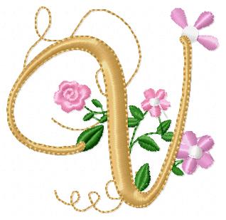 Delicate Floral Alphabet - Fill Stitch