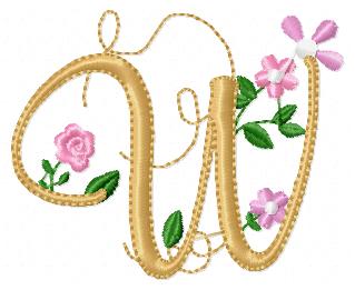 Delicate Floral Alphabet - Fill Stitch