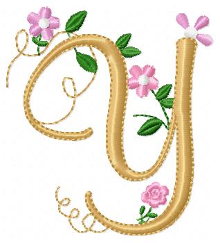 Delicate Floral Alphabet - Fill Stitch