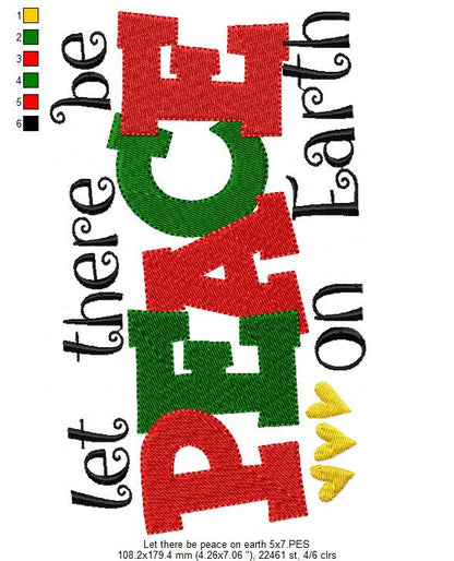 Let There be Peace on Earth - Fill Stitch Embroidery