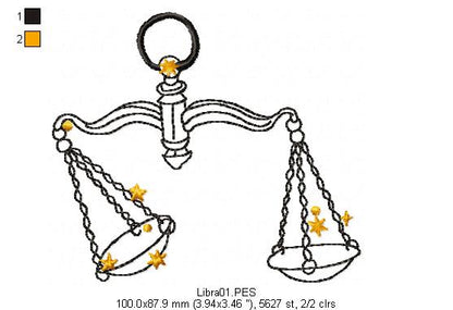 Libra Constellation - Redwork